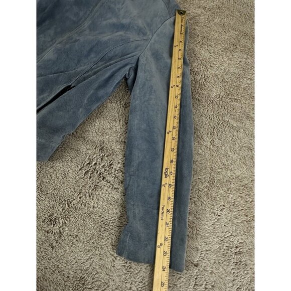 Valerie Stevens 100% Leather Suede Jacket Blue Large - Picture 6 of 14